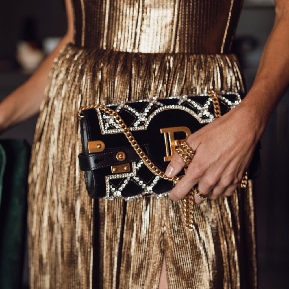 Balmain B Buzz Crystal Embellished Clutch Crossbody